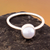 Cultured pearl single stone ring, 'Pure Sophistication' - High Polished Modern White Cultured Pearl Single Stone Ring