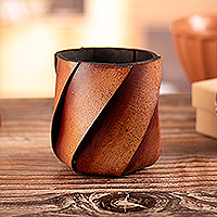 Portalápices de cuero - Portalápices hecho a mano 100% cuero marrón de Perú