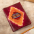 Textile-accented leather passport cover, 'Chakana Tapestry' - Chakana-Themed Burgundy Leather Passport Cover from Peru