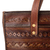 Leather shoulder bag, 'Andean Totem' - Leather Shoulder Bag in Brown with Embossed Andean Motifs