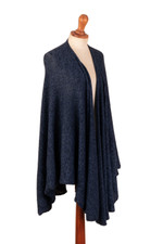 Alpaca blend ruana, 'Sea Blue' - Textured Knit Alpaca Blend Ruana in Blue Shades from Peru
