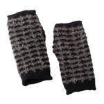 Alpaca blend fingerless mitts, 'Night Squares' - Square-Pattern Black and Grey Alpaca Blend Fingerless Mitts