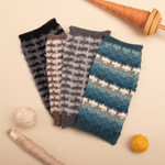 Alpaca blend fingerless mitts, 'Night Squares' - Square-Pattern Black and Grey Alpaca Blend Fingerless Mitts