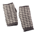 Alpaca blend fingerless mitts, 'Misty Squares' - Square-Patterned Grey-Toned Alpaca Blend Fingerless Mitts