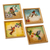 Posavasos de vidrio pintado al revés, (juego de 4) - Posavasos de vidrio pintado al revés con temática de pájaros (juego de 4)