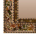 Reverse painted glass wall mirror, 'Aurora Reflection' - Ivory and Brown Reverse Painted Glass Framed Wall Mirror