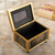 Reverse painted glass jewellery box, 'Oriental Treasure' - Classic Golden-Toned Reverse Painted Glass jewellery Box
