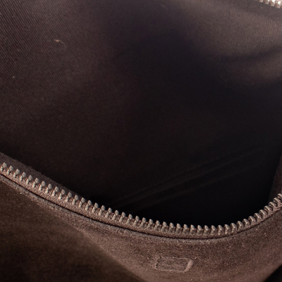 Sling aus Wildleder und Leder - Umhängetasche aus schwarzem Wildleder und Leder mit verstellbaren Trägern