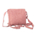 Bolso bandolera en mezcla de alpaca bordado a mano - Bolso bandolera tejido a mano rosa con motivos florales bordados a mano