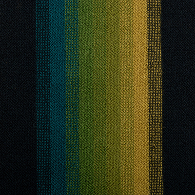 100% alpaca scarf, 'Citron Stripes' - Shades of Navy, Peacock and Citron 100% Alpaca Knit Scarf