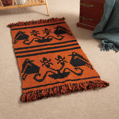 Reversible wool area rug, 'Sunrise Traditions' (2x3) - Classic Handwoven Sunrise and Onyx Reversible Wool Rug (2x3)
