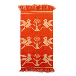Reversible wool area rug, 'Scarlet Chants' (2x4) - Bird-Themed Scarlet and Alabaster Reversible Wool Rug (2x4)