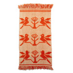 Reversible wool area rug, 'Scarlet Chants' (2x4) - Bird-Themed Scarlet and Alabaster Reversible Wool Rug (2x4)