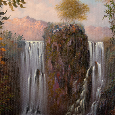 'Natural Sound' - Pintura en cascada al óleo sobre lienzo con temática de la naturaleza firmada