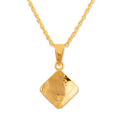 Collar colgante bañado en oro - Collar pedante moderno chapado en oro de 18 quilates con forma de diamante