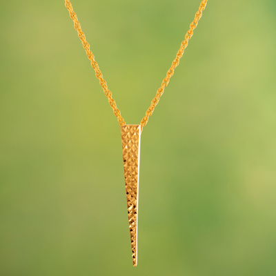 Collar colgante bañado en oro - Collar con colgante geométrico pulido chapado en oro de 18k