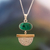 Gold-plated chrysocolla pendant necklace, 'Hypnotic Calm' - Modern 18k Gold-Plated Natural Chrysocolla Pendant Necklace (image 2) thumbail