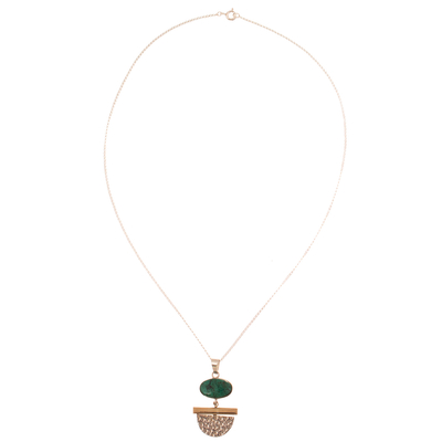 Gold-plated chrysocolla pendant necklace, 'Hypnotic Calm' - Modern 18k Gold-Plated Natural Chrysocolla Pendant Necklace