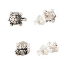 Sterling silver stud earrings, 'Marine Glory' (set of 2) - Set of 2 Sea Life Sterling Silver Turtle and Crab Earrings