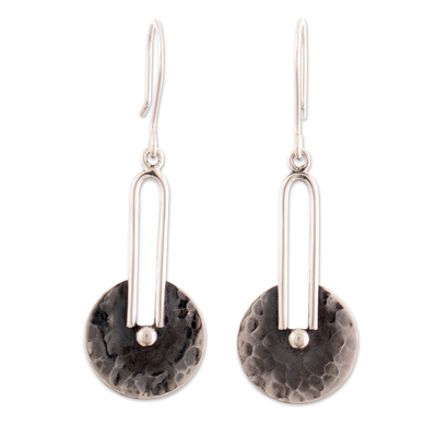 Sterling silver dangle earrings, 'Vintage Padlock' - Vintage Padlock-Inspired Sterling Silver Dangle Earrings