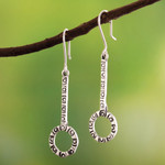 Sterling silver dangle earrings, 'Enchanted Circles' - Silver Peruvian Moche Culture-Themed Dangle Earrings