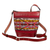 Leather bucket bag, 'Andean Allure' - Red Leather Bucket Bag with Handwoven Alpaca Blend Accent