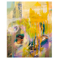'el buen soñador' - libro abstracto pan fruta bodegón collage pintura al óleo