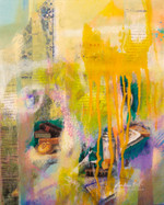 'The Good Dreamer' - Abstract Book Bread Fruit Still Life Collage Oil Painting