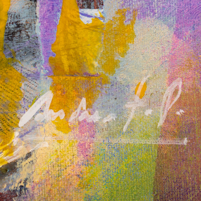 'El buen soñador' - Libro abstracto pan fruta bodegón collage pintura al óleo