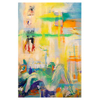 'Calma desde la conciencia' - Pintura abstracta moderna al óleo sobre lienzo de una mujer