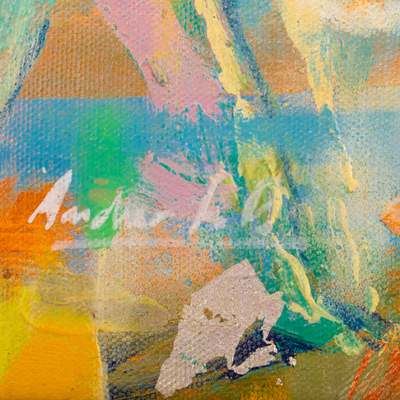 'Calma desde la Conciencia' - Pintura abstracta moderna al óleo sobre lienzo de una mujer