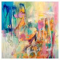'El caballo de la fuerza' - Pintura abstracta moderna y colorida al óleo sobre lienzo de caballos