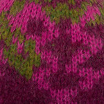 Alpaca blend hat, 'Burgundy Andean Mosaics' - Knit Alpaca Blend Hat in Burgundy Pink Green and Yellow Hues