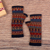 100% alpaca fingerless mittens, 'Chavin Style' - Colorful Fingerless Mittens Knit from 100% Alpaca in Peru (image 2) thumbail