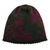 100% baby alpaca hat, 'Evergreen Garden' - 100% Baby Alpaca Floral and Leaf Hat in Moss and Magenta (image 2b) thumbail