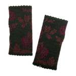 100% baby alpaca fingerless mittens, 'Evergreen Garden' - 100% Baby Alpaca Green Floral and Leaf Fingerless Mittens