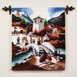 Wool tapestry, 'Bridge of Entry' - Wool tapestry