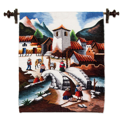 Wool tapestry, 'Bridge of Entry' - Wool tapestry