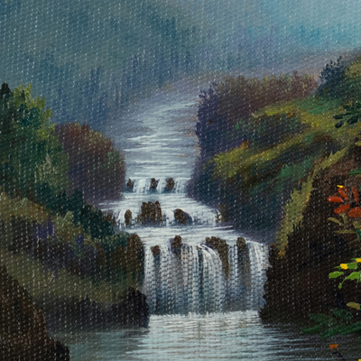 'Urubamba Basin' - Signed Impressionist Nature-Themed River Basin Oil Painting