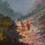 'Andean Labor' - Pintura al óleo de paisaje impresionista firmada de hombre y llama