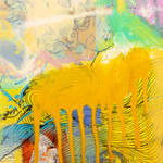 'Diving Into the Known and Unknown' - Signed Abstract Colorful Oil and Coated Paper Painting