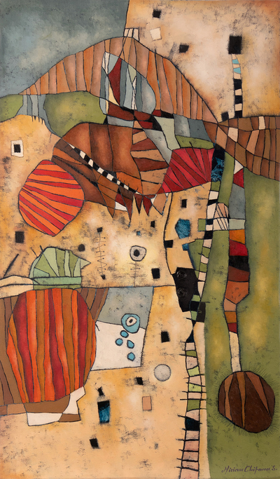 'Landscape II' - Abstract Acrylic Peruvian Landscape Painting in Earthtones