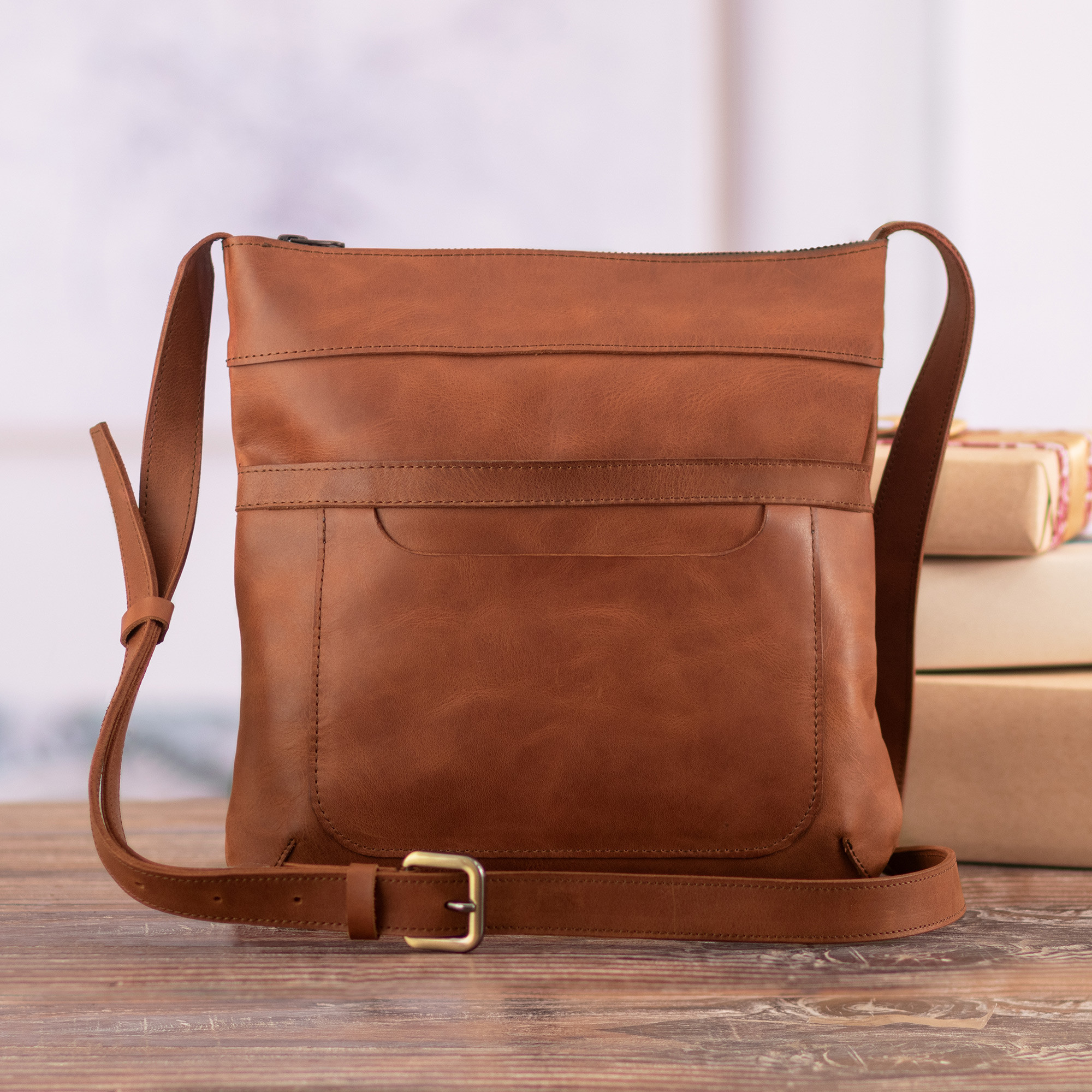 【WONDER WONDER】Retained eyelet leather cross shoulder bag Minte Eyelet Strap Leather Big Shoulder Crossbag - WONDER