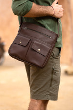 Leather sling bag, 'Intrepid Traveler' - Adjustable 100% Leather Sling Bag Handcrafted in Peru