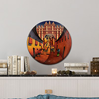 Plato decorativo de cerámica - Plato Decorativo de Cerámica Pintado a Mano con Motivo Ciudad Andina