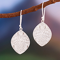 Sterling silver dangle earrings, 'Leafy Fineness'