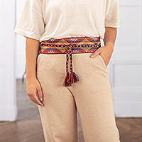 Cotton wrap belt, 'Suyo' - Handwoven Geometric-Patterned Cotton Wrap Belt