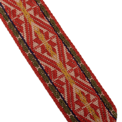 Baumwollgürtel „Chaska“ – handgewebter, klassisch gemusterter roter Baumwollgürtel aus Peru