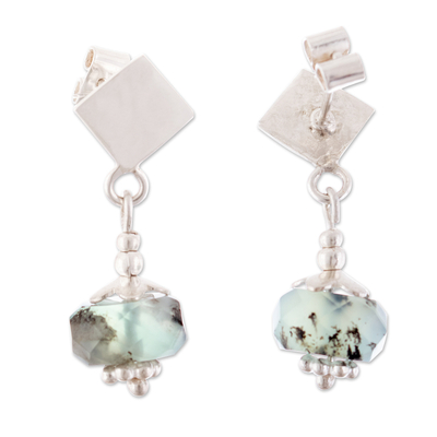 Opal dangle earrings, 'Ancestral Andean Radiance' - Sterling Silver Dangle Earrings with Opal Stones from Peru