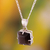 Obsidian pendant necklace, 'Nocturnal Spell' - Sterling Silver Necklace with Square Obsidian Pendant